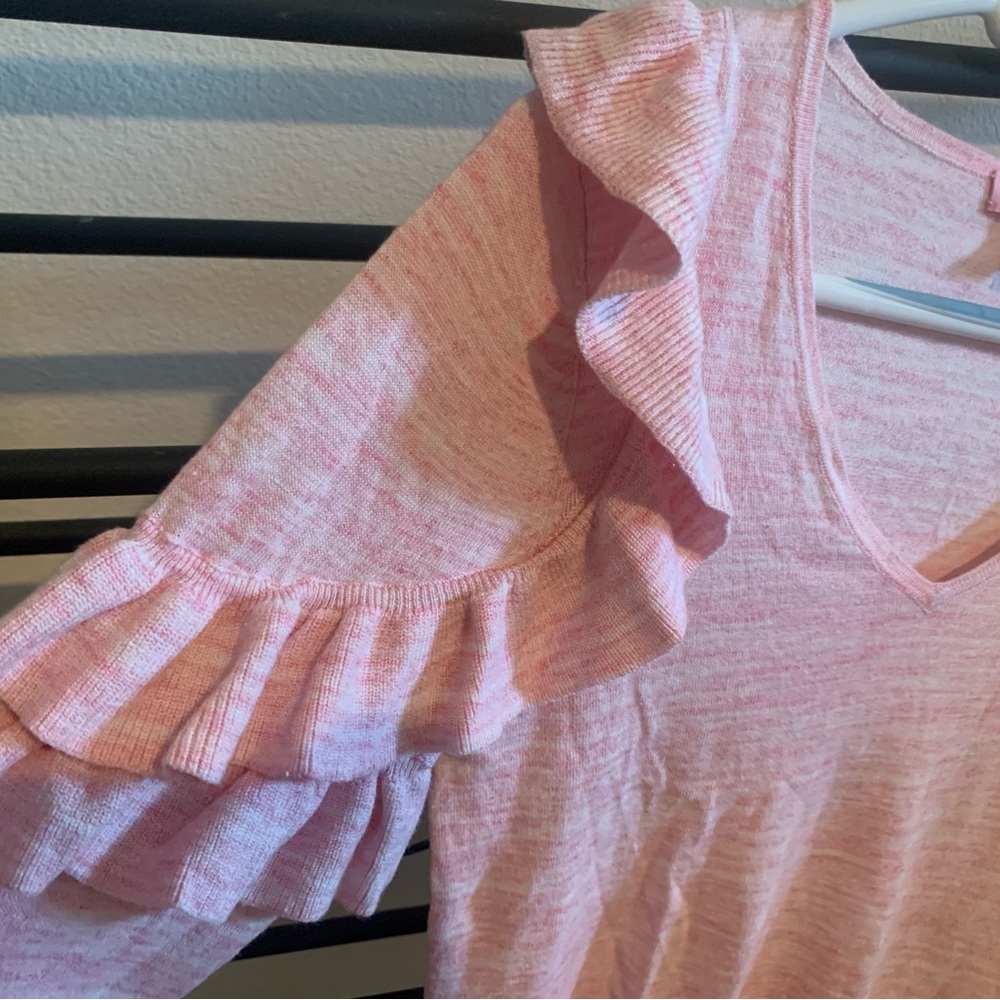 Lilly Pulitzer Light Pink Ruffle Sleeve Long Sleeve Top - Picture 3 of 8